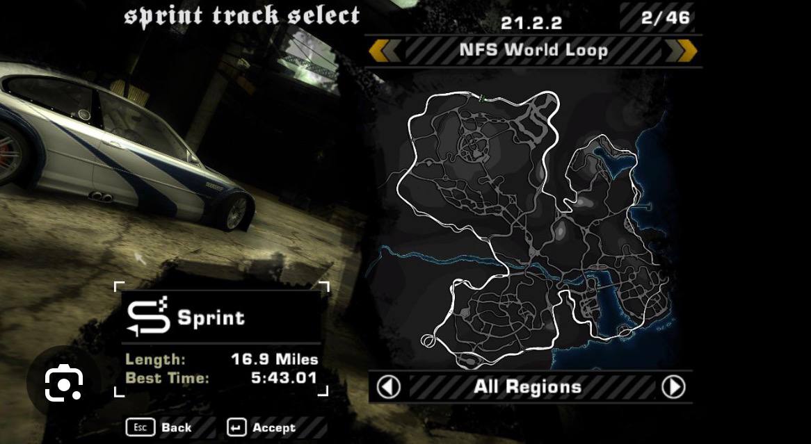 NFS Most Wanted — выбор трассы